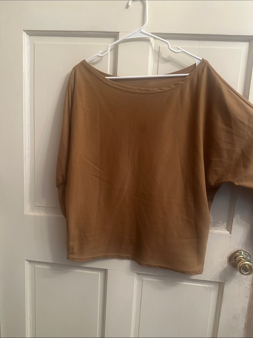 Relaxed Camel Boatneck Sweatshirt
